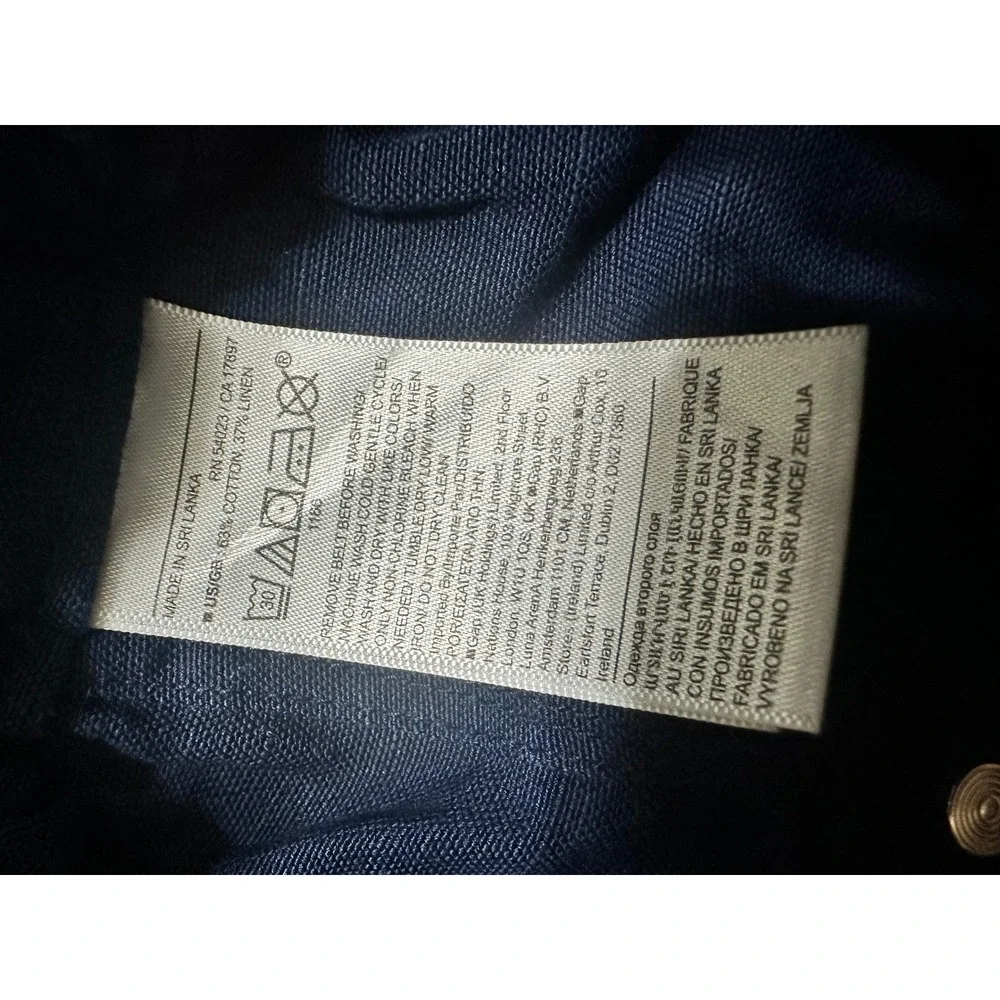 Banana Republic Petite Navy Blue Paperbag Pant High Rise Cotton Linen 6P 862597